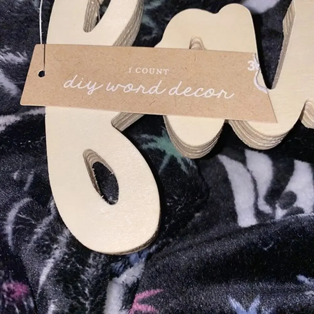 Target DIY Wooden Family Word Decor Natural Wood Cursive Paint Ready Wall Sign